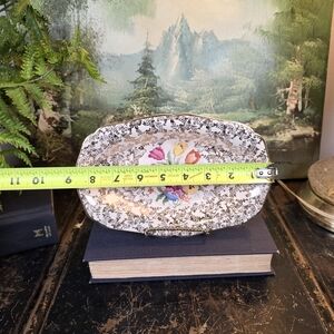 Vintage H&K Tunstall Old English Sampler Oval Relish Dish Gravy Underplate 9"